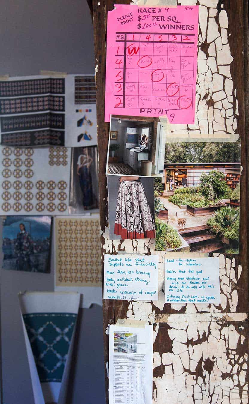 Deborah's inspiration wall in her studio. 